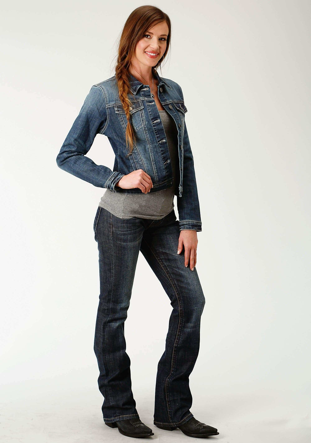Roper Womens Blue Denim Lightly Sanded Jacket - Roper - Flyclothing LLC