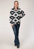 Roper Womens Polar Fleece Black White Aztec Pullover - Roper - Flyclothing LLC