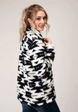Roper Womens Polar Fleece Black White Aztec Pullover - Roper - Flyclothing LLC