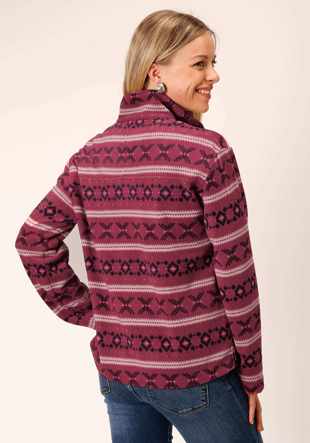 Roper Womens Rusty Red Aztec Print Fleece Pullover - Roper - Flyclothing LLC