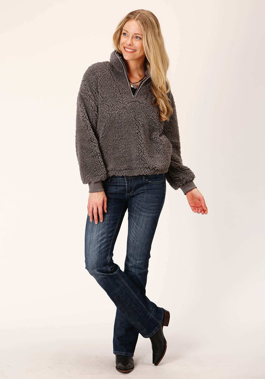 Roper WOMENS CHARCOAL POLAR FLEECE PULLOVER - Roper - Flyclothing LLC