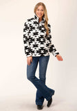 Roper Womens Black White Aztec Polar Fleece Pullover - Roper - Flyclothing LLC