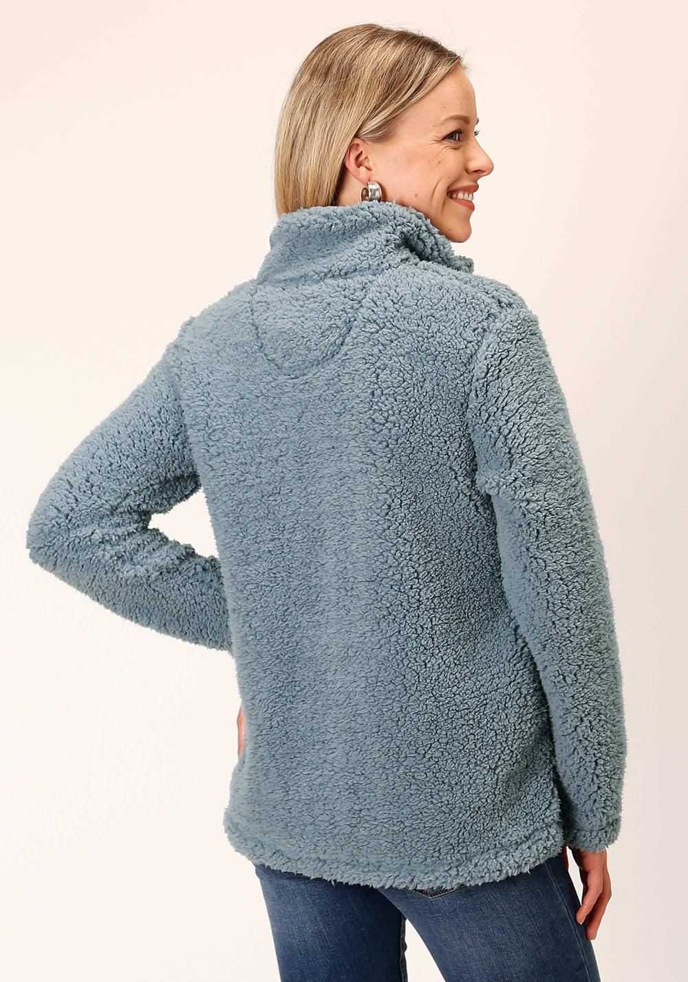 Roper Womens Solid Steel Blue Polar Fleece Pullover - Roper - Flyclothing LLC