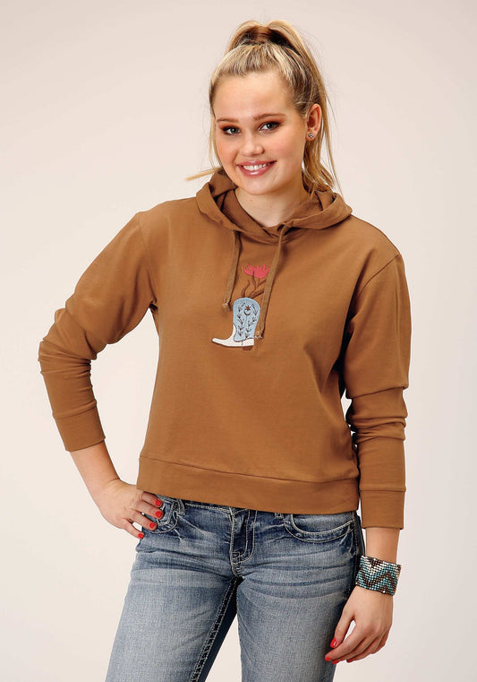 Roper Womens Knit Tabacco Brown French Terry Hoodie Sweatshirt - Roper - Flyclothing LLC