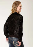 Roper Womens Solid Black Crushed Velvet Bomber Jacket - Roper - Flyclothing LLC
