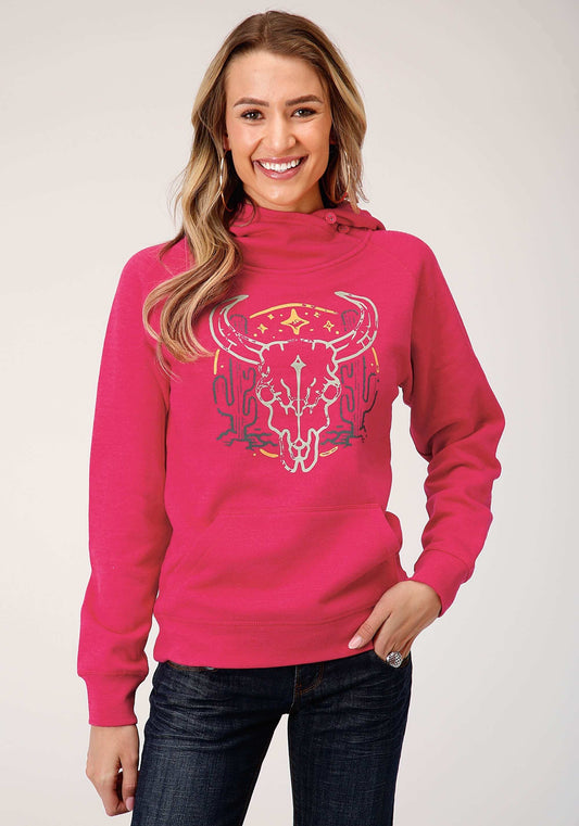 Roper Womens Knit Rose Heathered Asymetrical Hoodie Sweatshirt - Roper - Flyclothing LLC