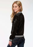 Roper Womens Solid Black Sequin Bomber Jacket - Roper - Flyclothing LLC