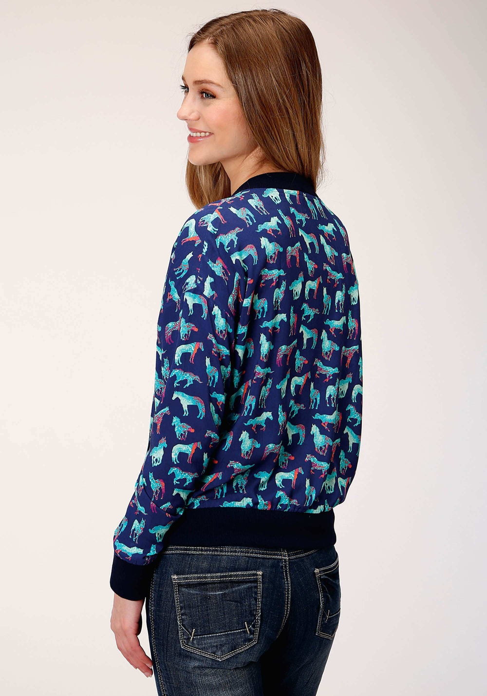 Roper Womens Print Rayon Bomber Style Jacket - Roper - Flyclothing LLC