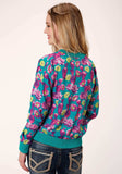 Roper Womens Turquoise Pink And Yellow Floral Print Zip Front Jacket - Roper - Flyclothing LLC
