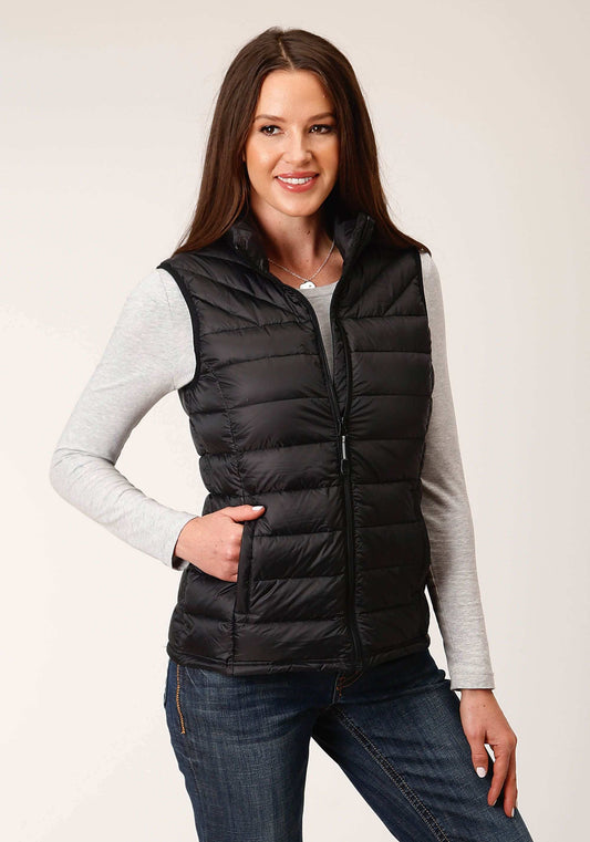 Roper Womens Down Black Nylon Dwn Proof Coated Vest - Roper - Flyclothing LLC
