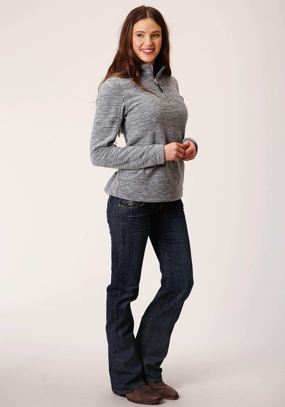 Roper Womens Heathered Grey Fleece Pullover - Roper - Flyclothing LLC