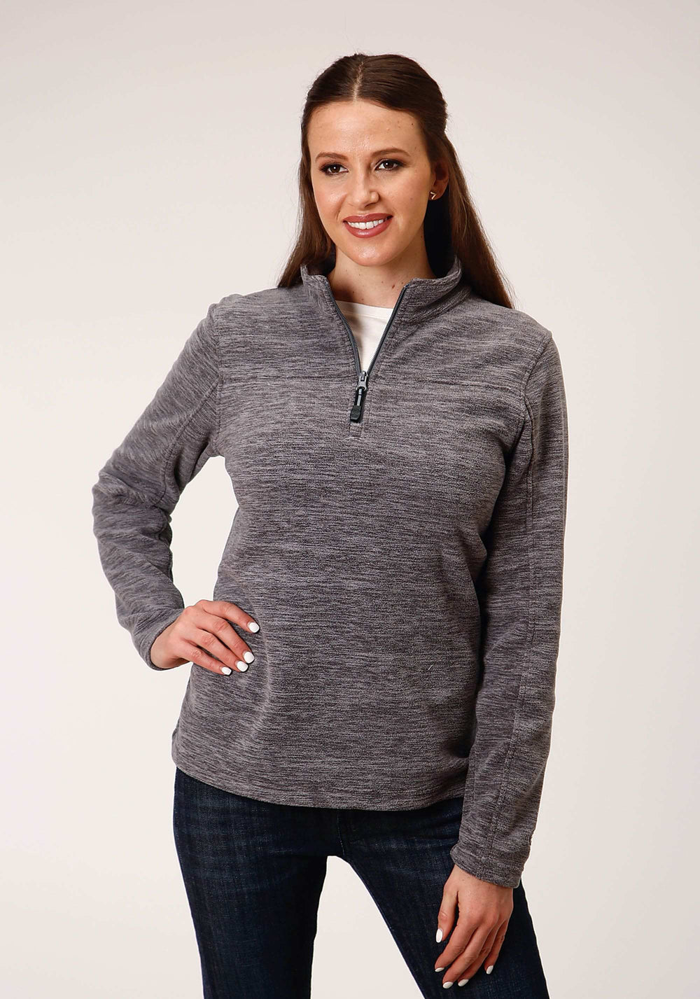 Roper Womens Melange Grey Micro Fleece Pullover - Roper - Flyclothing LLC