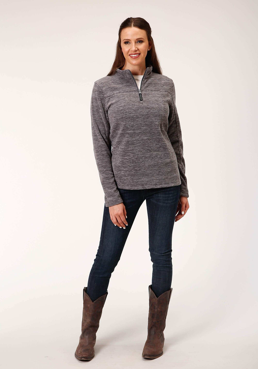 Roper Womens Melange Grey Micro Fleece Pullover - Roper - Flyclothing LLC