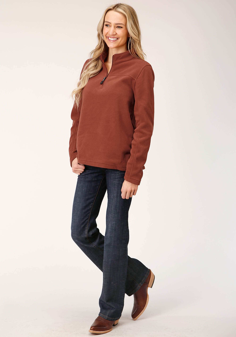 Roper Womens Sienna Rust Micro Fleece Pullover - Roper - Flyclothing LLC