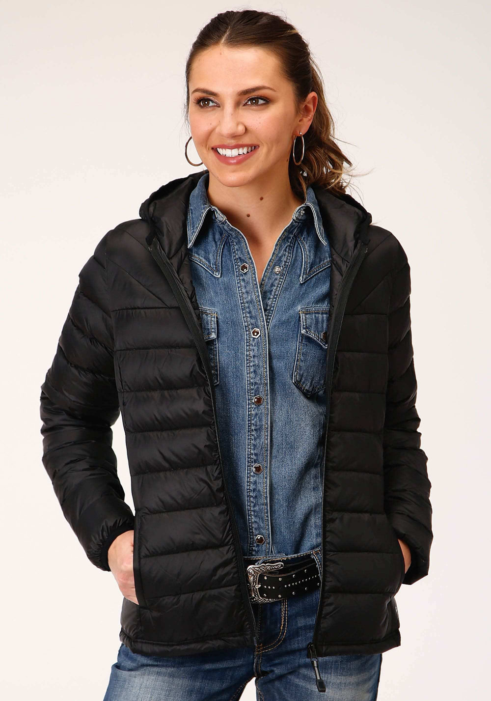 Roper Womens Crushable Hooded Down Jacket Black - Roper - Flyclothing LLC