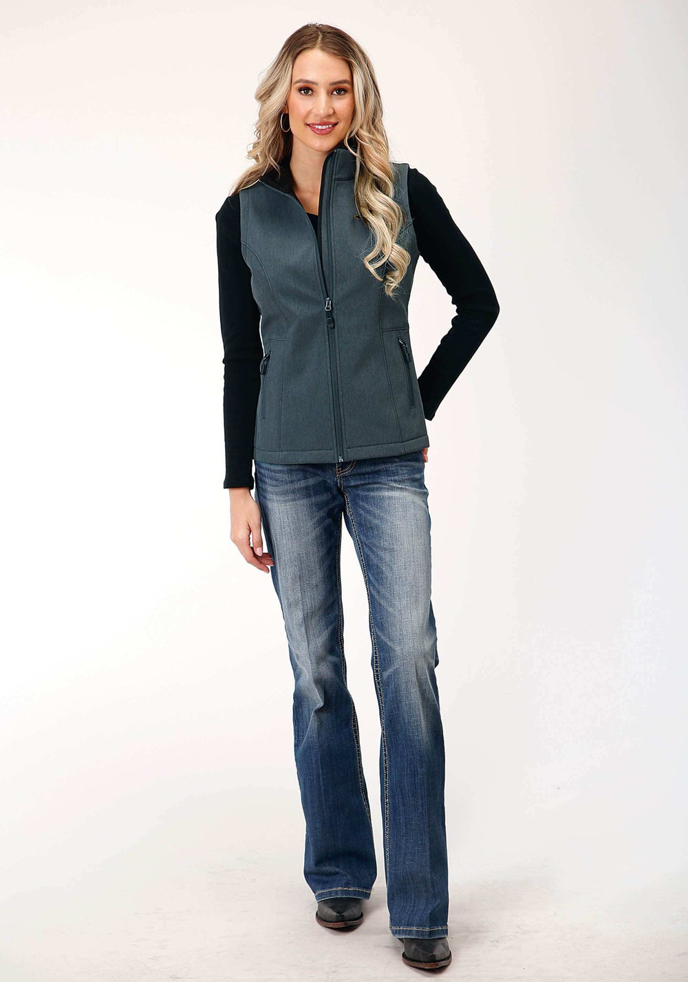 Roper Womens Tech Heather Grey Soft Shell Vest - Roper - Flyclothing LLC
