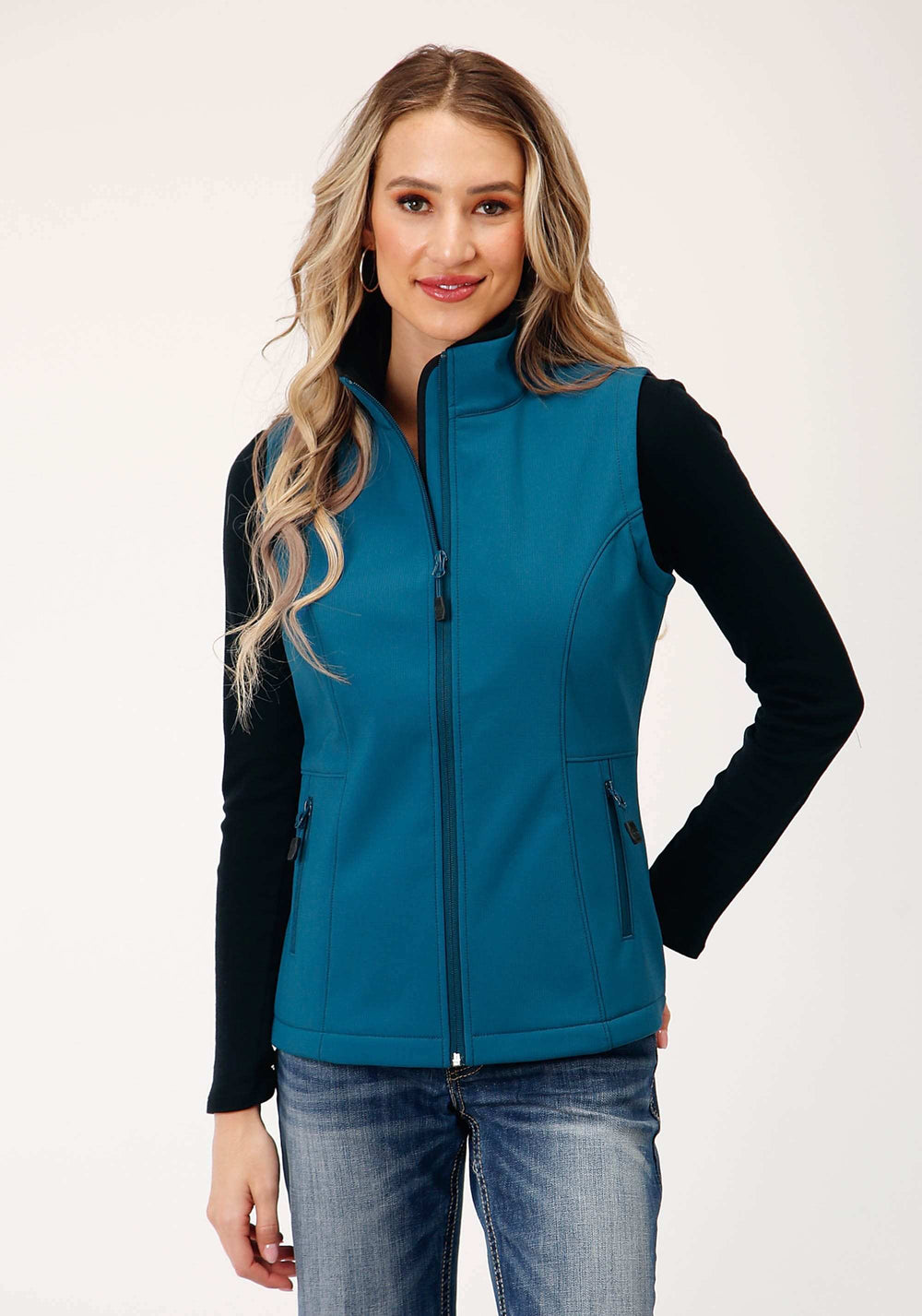 Roper Womens Tech Deep Teal Grid Soft Shell Vest - Roper - Flyclothing LLC