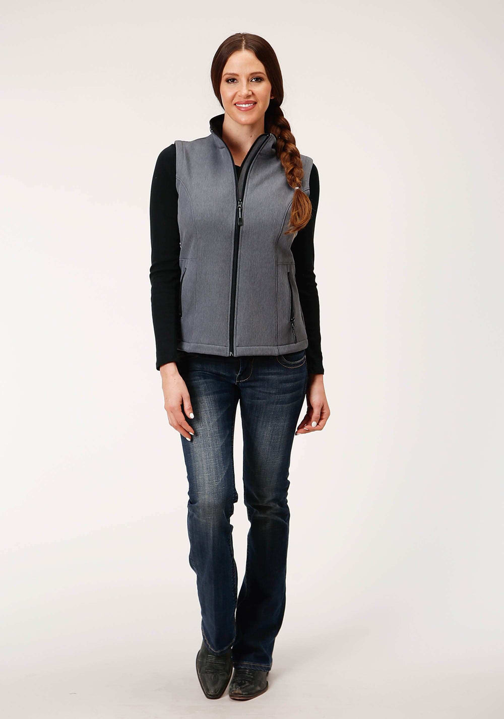 Roper Womens Tech Heathered Grey Softshell Vest - Roper - Flyclothing LLC