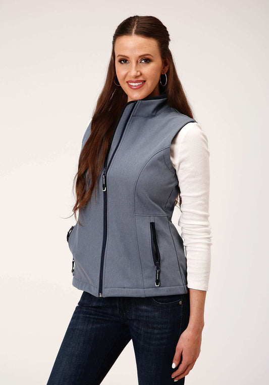 Roper Womens Tech Heathered Blue Softshell Vest - Roper - Flyclothing LLC