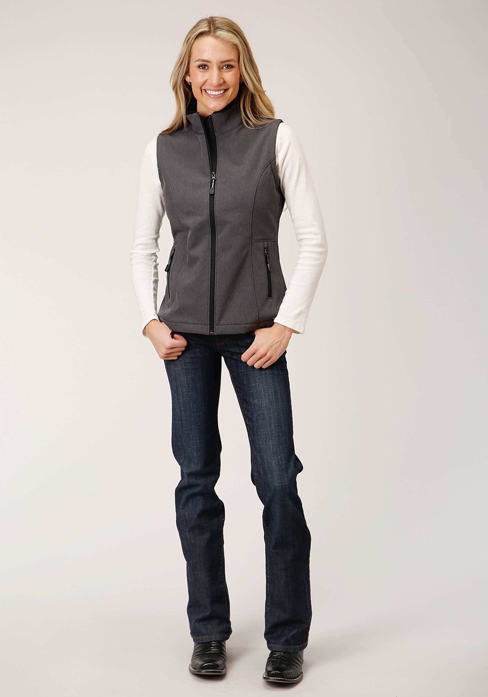 Roper Womens Tech Heather Grey Softshell Vest - Roper - Flyclothing LLC