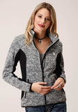 ROPER WOMENS CHARCOAL AND GRAY SWEATER KNIT ZIP FRONT JACKET - Roper - Flyclothing LLC
