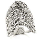 Alamode Rhodium Brass Ring with Top Grade Crystal in Clear - Alamode - Flyclothing LLC
