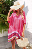 Rainbow Stripe Openwork Slit Cover-Up - Trendsi - Flyclothing LLC