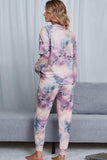Tie-Dye Crewneck Top and Drawstring Waist Joggers Lounge Set - Trendsi - Flyclothing LLC