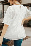Round Neck Puff Sleeve Blouse - Trendsi - Flyclothing LLC