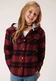 Roper Girls Long Sleeve Snap Cranberry Plaid Western Shirt Jacket - Roper - Flyclothing LLC