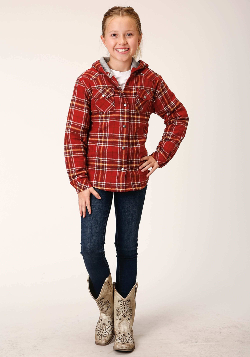 Roper Girls Long Sleeve Snap Thermal Lined Flannel Shirt Jacket - Roper - Flyclothing LLC