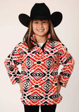 Roper Girls Womens Grey Orange Pink Aztec Print Polar Fleece Pullover - Roper - Flyclothing LLC