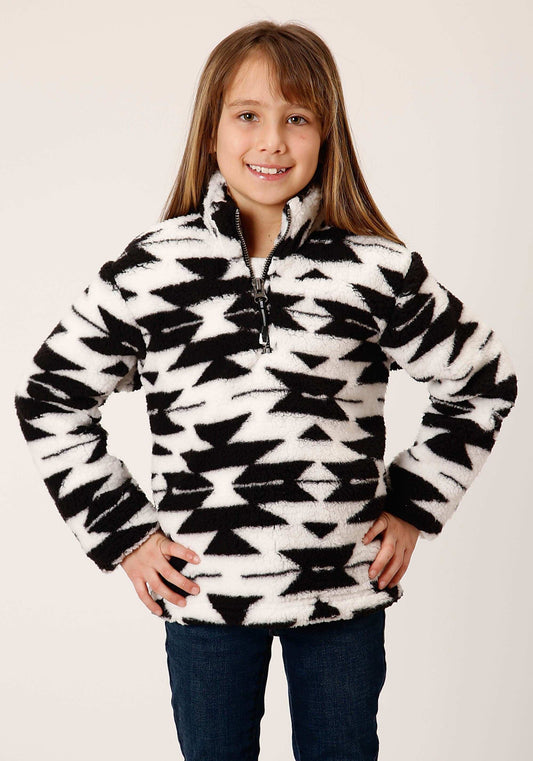 Roper Girls Womens Black White Aztec Polar Fleece Pullover - Roper - Flyclothing LLC