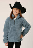 Roper Girls Womens Solid Steel Blue Polar Fleece Pullover - Roper - Flyclothing LLC
