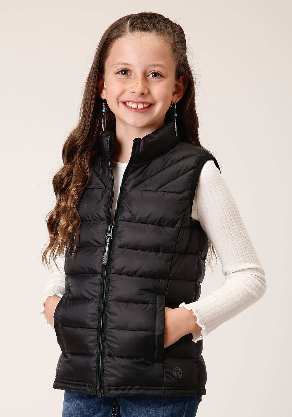 Roper Girls Black Nylon Parachute Down Vest - Roper - Flyclothing LLC