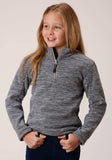 Roper Girls Heathered Grey Fleece 3/4 Zip Pullover - Roper - Flyclothing LLC