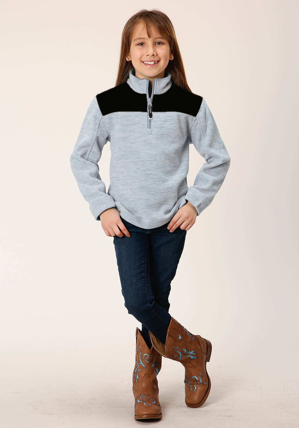 Roper Girls Hthr Grey Micro Polar Fleece Pullover - Roper - Flyclothing LLC