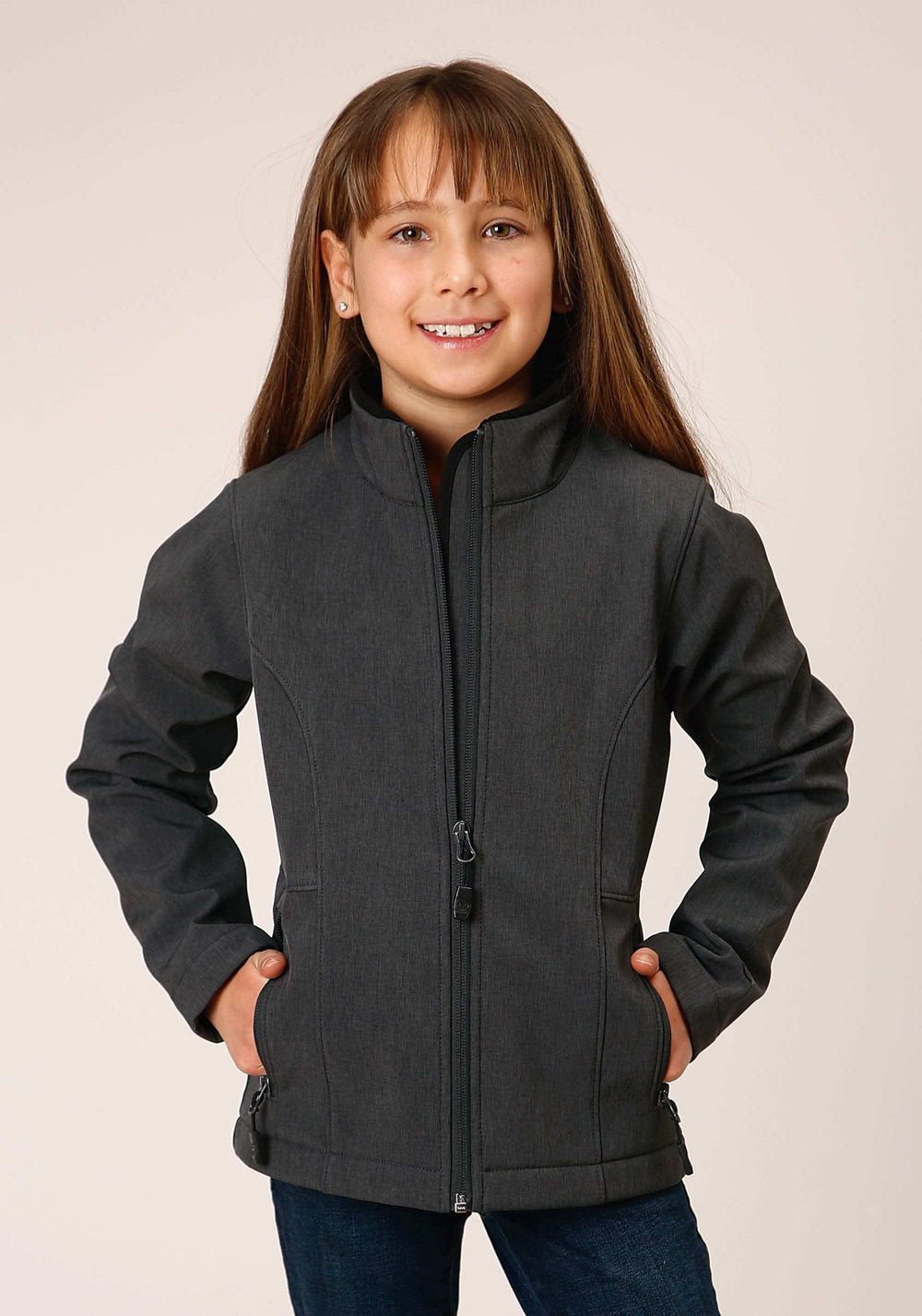 Roper Girls Heather Grey Soft Shell Tech Jacket - Roper - Flyclothing LLC