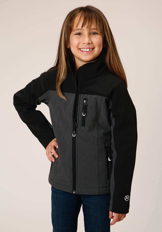 Roper Girls Grey Black Combo Soft Shell Tech Jacket - Roper - Flyclothing LLC
