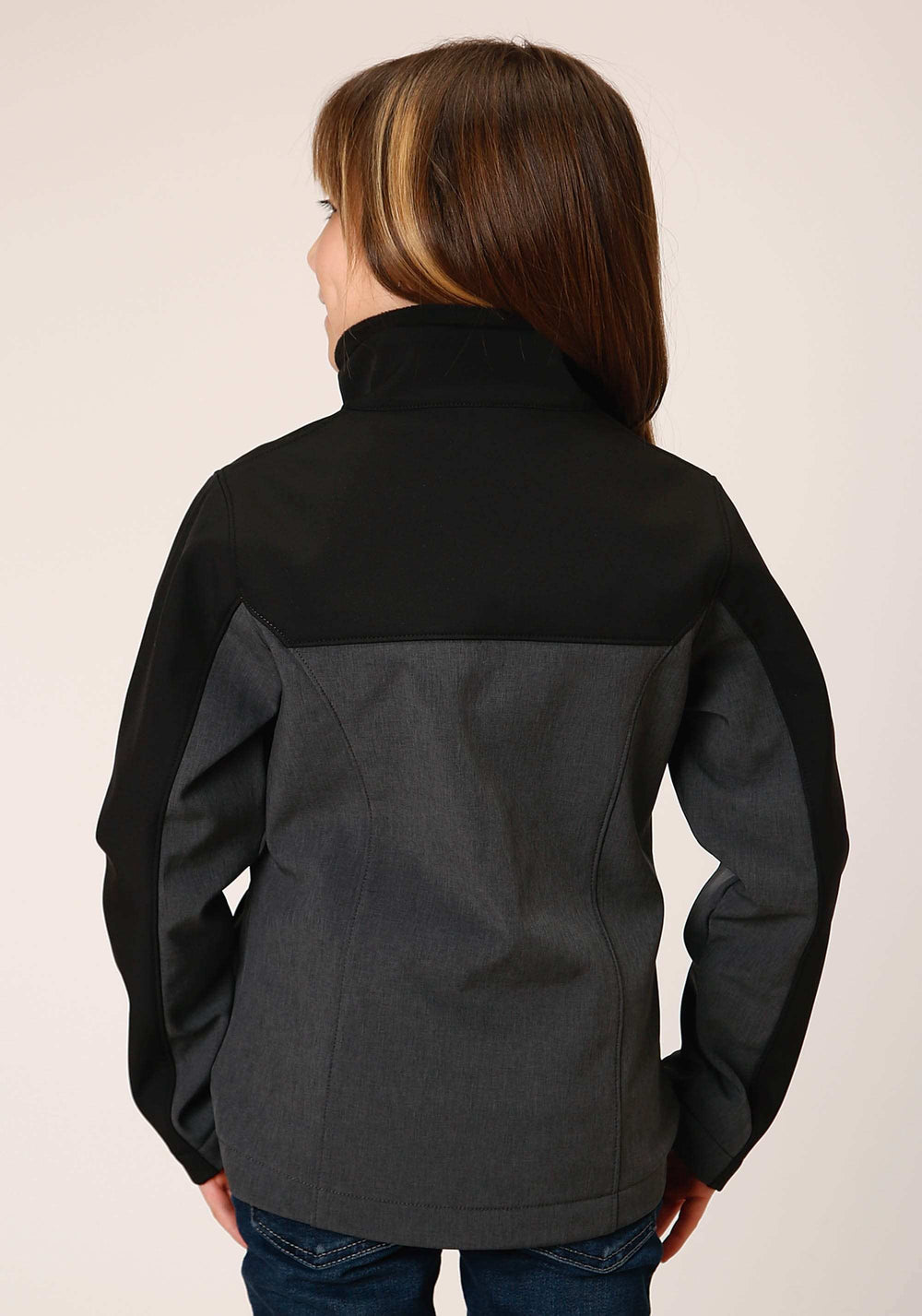 Roper Girls Grey Black Combo Soft Shell Tech Jacket - Roper - Flyclothing LLC