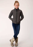 Roper Girls Heathered Gray Softshell With Gray Fleece Lining Zip Front Jacket - Roper - Flyclothing LLC