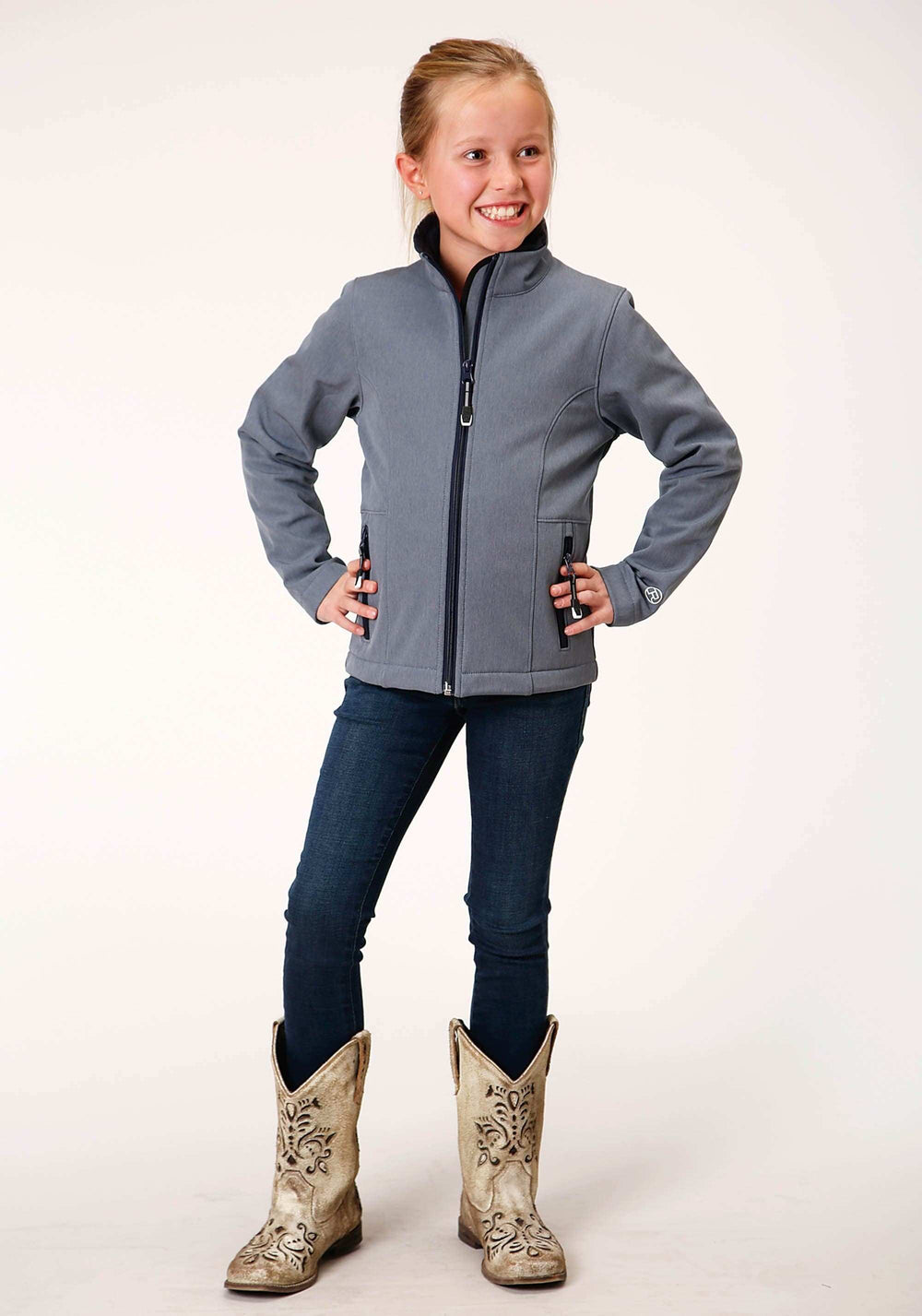 Roper Girls Heathered Blue Softshell Tech Jacket - Roper - Flyclothing LLC