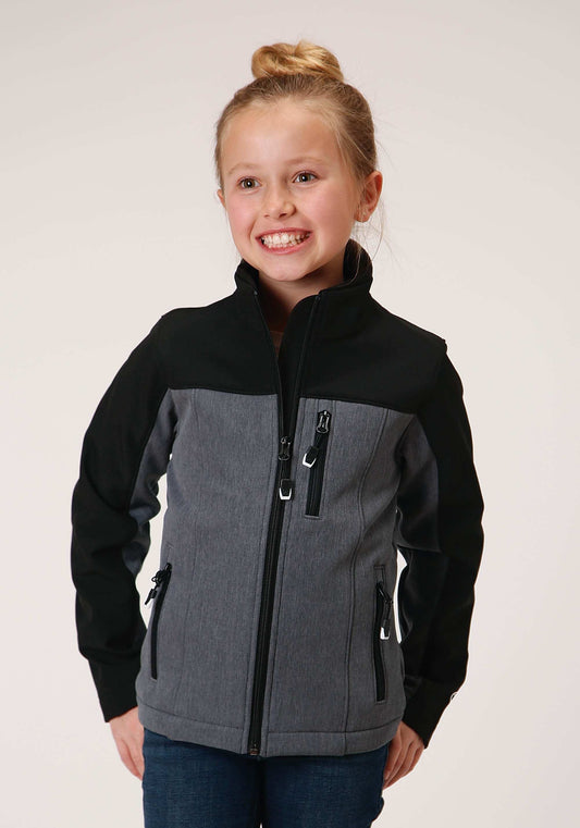 Roper Girls Pieced Grey Black Softshell Tech Jacket - Roper - Flyclothing LLC