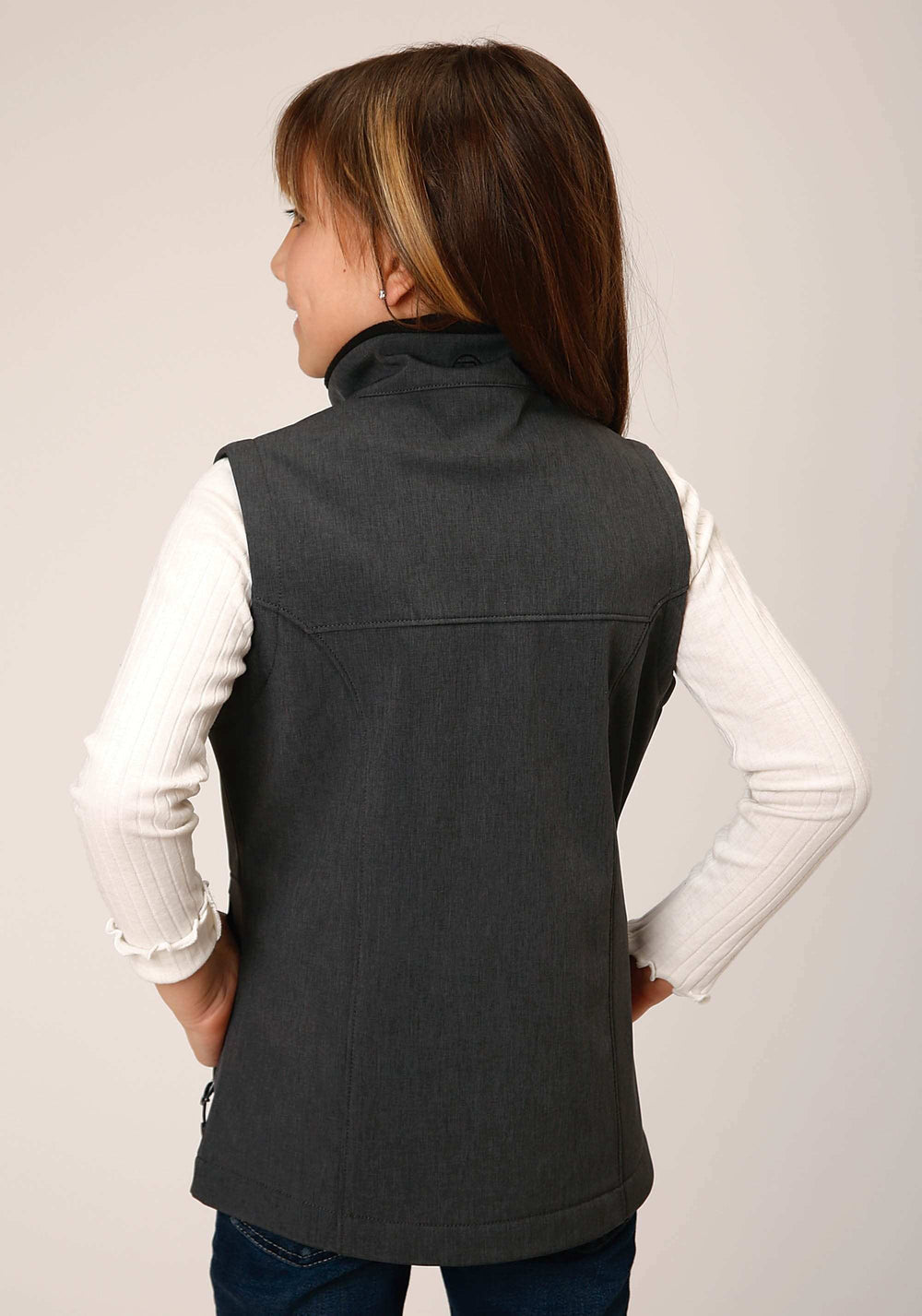 Roper Girls Heather Grey Soft Shell Tech Vest - Roper - Flyclothing LLC