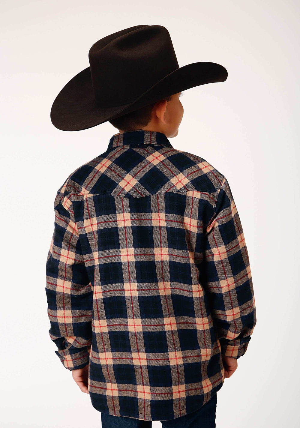 Roper Boys Long Sleeve Snap Cranberry Plaid Western Shirt Jacket - Roper - Flyclothing LLC