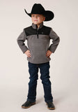 Roper Boys Polar Fleece Gry Micro Fleece 3 Qtr Zip Pullover - Roper - Flyclothing LLC