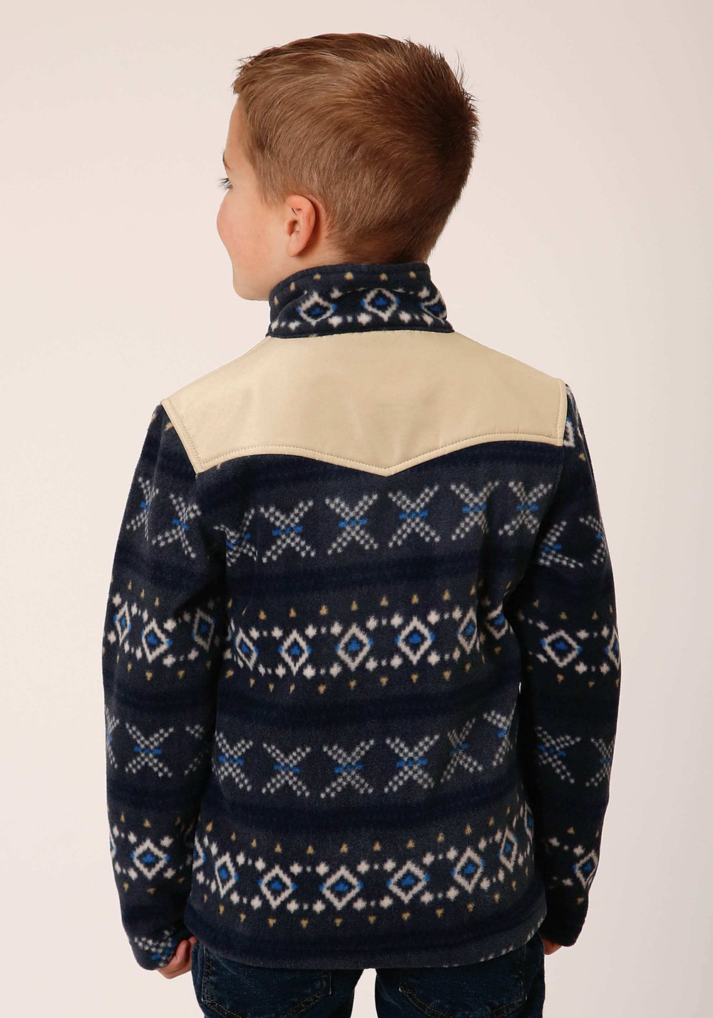 Roper Boys Polar Fleece Navy Aztec Print Pullover - Roper - Flyclothing LLC