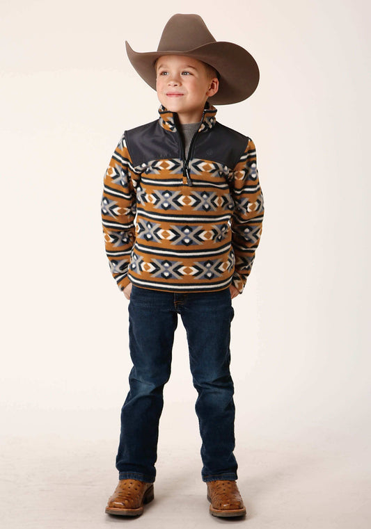 Roper Boys Polar Fleece Orange Aztec Print Pullover - Roper - Flyclothing LLC