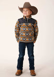 Roper Boys Polar Fleece Orange Aztec Print Pullover - Roper - Flyclothing LLC