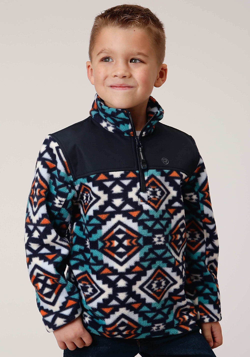 Roper Boys Polar Fleece Navy Aztec Printed Pullover - Roper - Flyclothing LLC